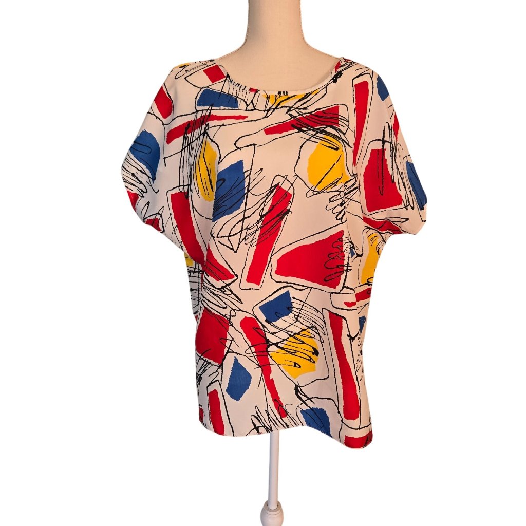 Nwt Vintage 80s 90s Jessica Michelle Abstract Blouse Shirt Top Women's 20w